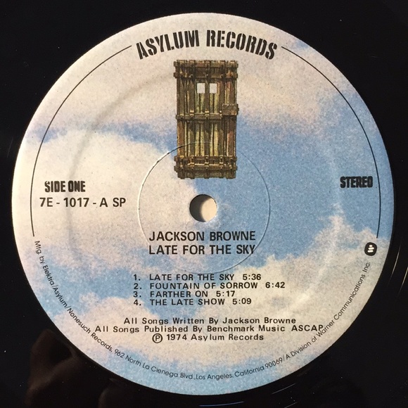COPY - Jackson Browne - “Late For The Sky” Vinyl LP - Picture 4 of 5